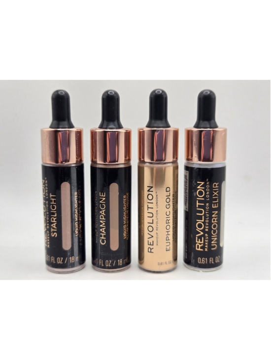 Makeup Revolution Other - Revolution Makeup Liquid Highlighter Shimmer Illuminator Glow Drops 18ml Lot 4